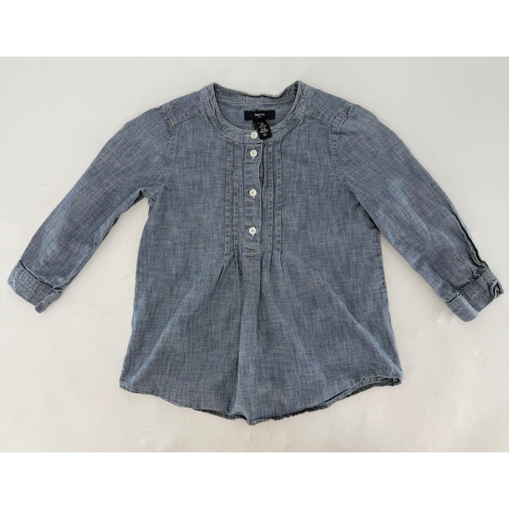 Gap Kids‎ Girls Chambray Top Blouse Shirt Long Sleeve Button Down Size S